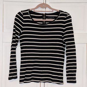 Ann Taylor Black & White Striped Long Sleeve Shirt